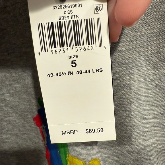 NWT Polo Ralph Lauren Kids Big Pony Rainbow Print Sweatshirt Size 5 Gray Hoodie - Picture 4 of 6